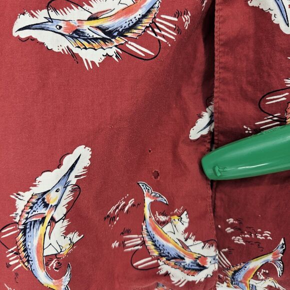 Vintage Reyn Spooner Shirt Mens XL‎ Hawaiian Short Sleeve Marlines AOP Trashed - Picture 4 of 14